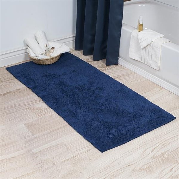 Lavish Home Lavish Home 67-0019-BLA 24 x 60 in. Plus 100 Percent Cotton Bathroom Runner; Navy 67-0019-BLA